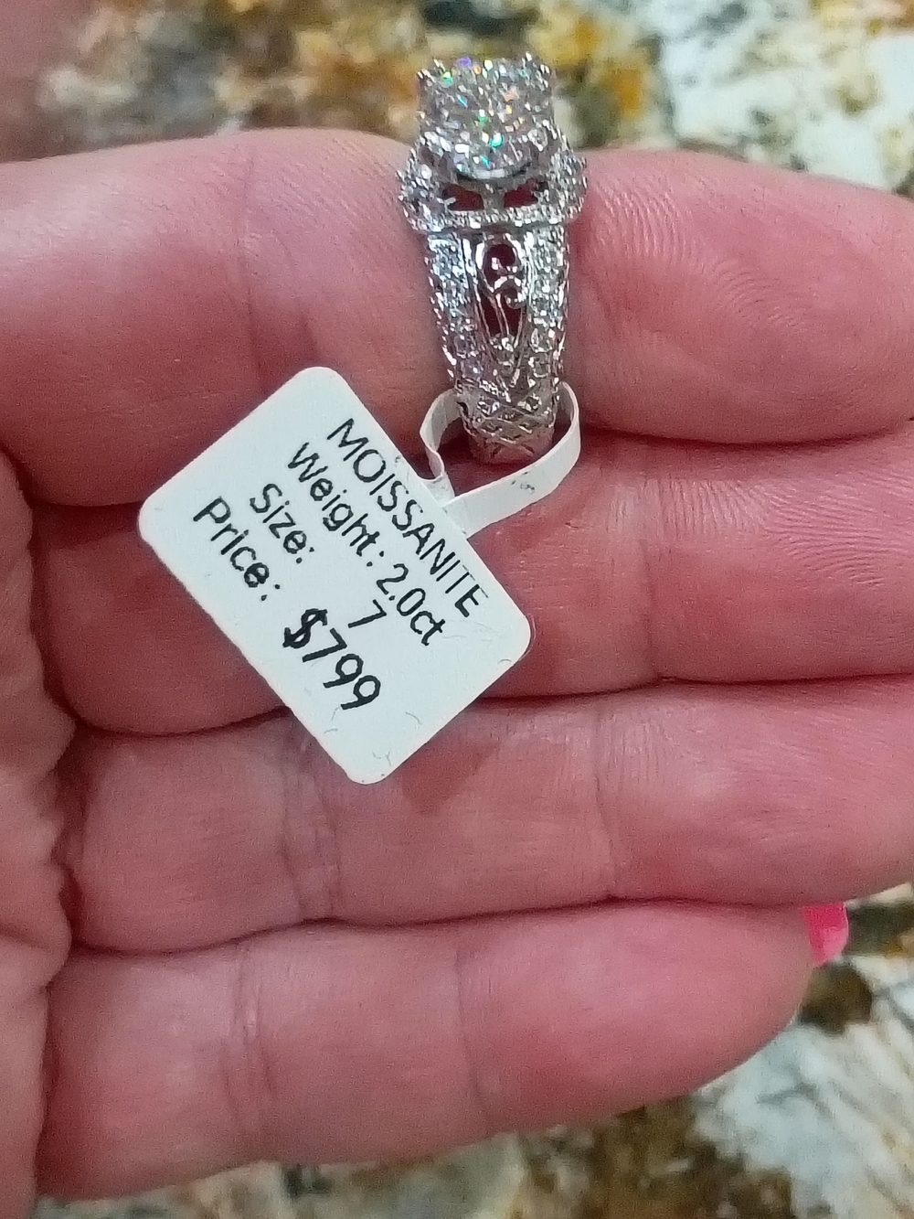 2 CT Moissanite Statement Ring – Size 7 – GRA Report Included NWT